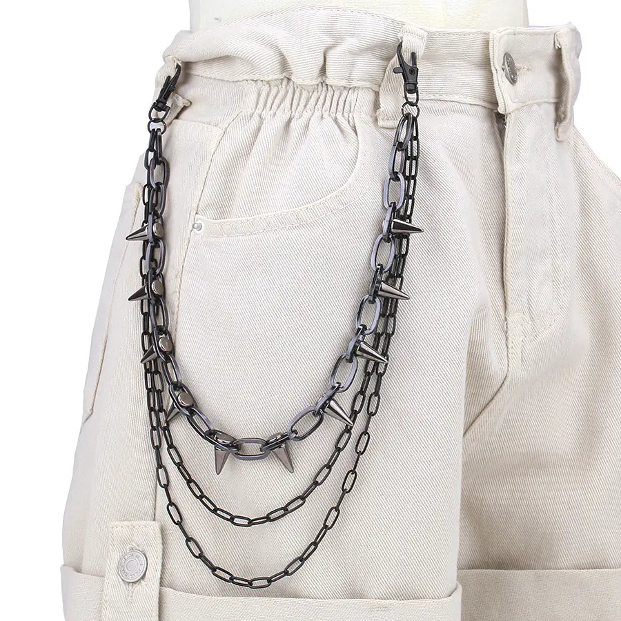 Urban Edge Studded Multi-Layer Waist Chain