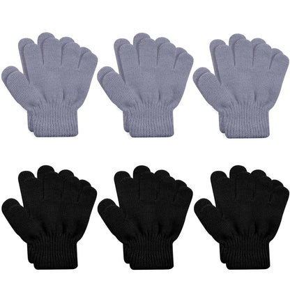 CozyKnit 6-Pack Kids Winter Gloves