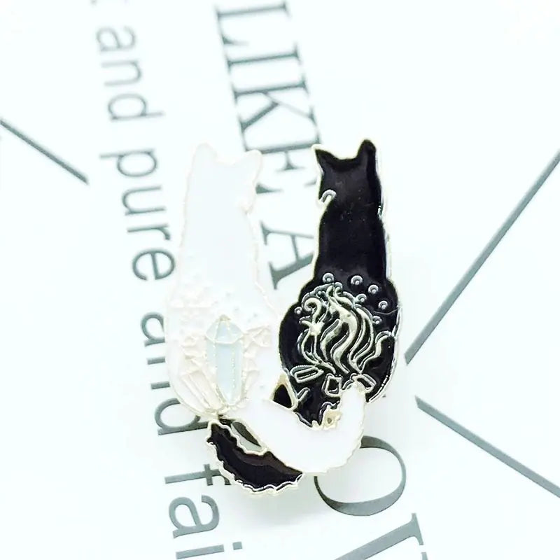 Cartoon Black and White Cat Earrings
