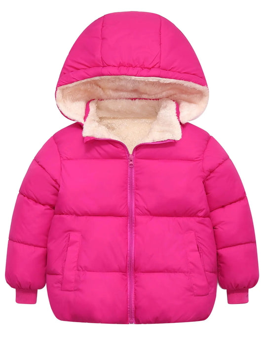 Toddler Rose Red Fleece-Lined Down Jacket 4-5T