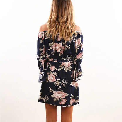 Chic Letter-Print One-Shoulder Dress