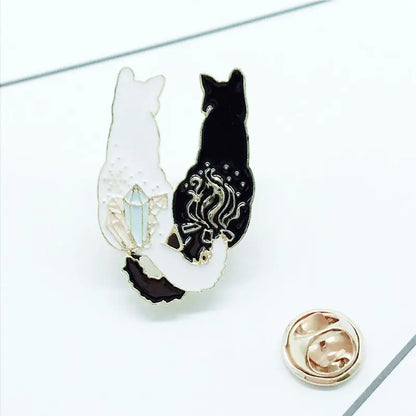 Cartoon Black and White Cat Earrings