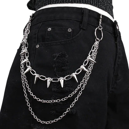 Urban Edge Studded Multi-Layer Waist Chain
