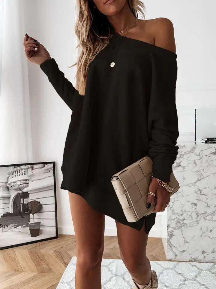 Pure Color Long-sleeved Loose-fitting Sweater
