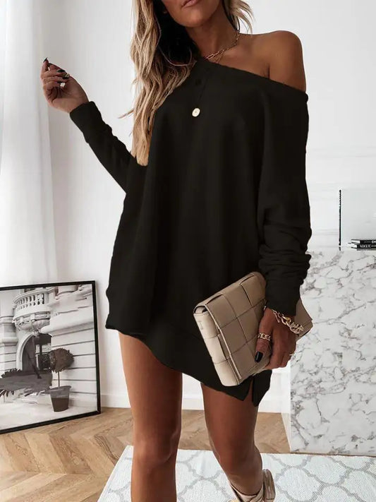 Pure Color Long-sleeved Loose-fitting Sweater