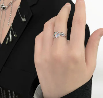 Elegant Blue Moonstone Sterling Ring