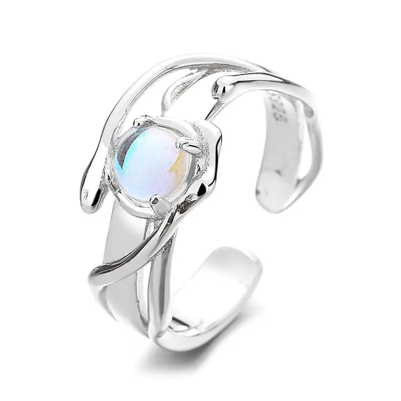 Elegant Blue Moonstone Sterling Ring